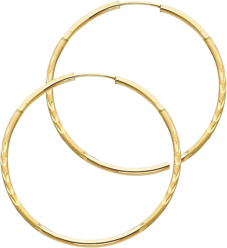 14k Yellow Gold 1.5mm Thickness Endless Hoop Earrings (30 x 30 mm)