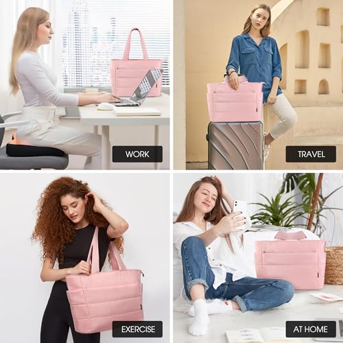 Image of KALIDI Quilted Carryall Tote Bag, Large Puffer Crossbody Women Handbags Shoulder Soft Fluffy Lightweight Travel