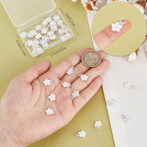 Beebeecraft 1 Box 40Pcs 14K Gold Plated Flower Charms Peach Blossom Dangle Charm Pendants with Jump Rings for DIY Bracelet Necklace Keychain Jewellery Making - Image 3