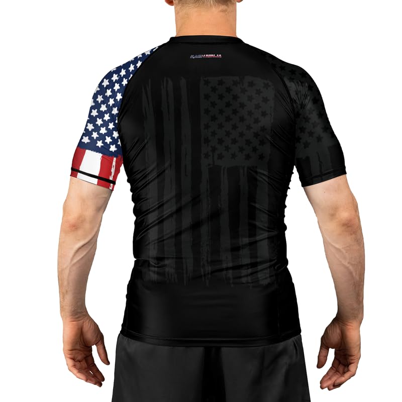BJJ Short Sleeve USA American Flag Patriotic Compression Rashguard MMA Jiu Jitsu Grappling Fighting Sport4