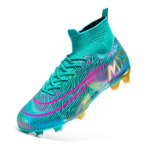 Jiebuniao Men's Soccer Boots Cleats Professional Spikes Women Shoes Athletic Football Training Sneakers For Kid Outdoor Indoor Blue #TOP6