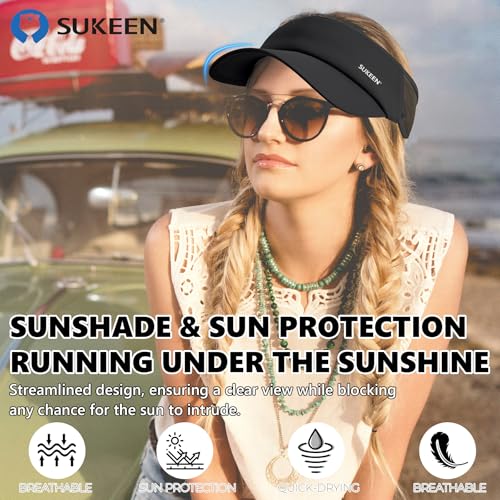 Image of Sukeen Sports Sun Visor Men Women Lightweight Portable Cooling Stretchy Visor Hat for Running, Golf, Daily Wear
