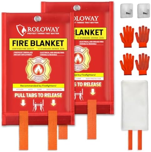 ROLOWAY Emergency Fire Blanket for Home and Kitchen, Fire Blanket...