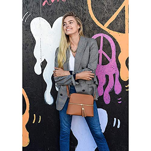 Image of SG SUGU Lunar Lightweight Medium Dome Crossbody Bag Shoulder Bag with Tassel | Zipper Pocket | Adjustable Strap