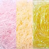 Füllmaterial Für Pakete, 208g Raffia Füllmaterial Geschenk, Stroh Deko Für Geschenkbox, Party Dekoration, 100g Champagner + 100g Hellrosa + 8g Goldfaden