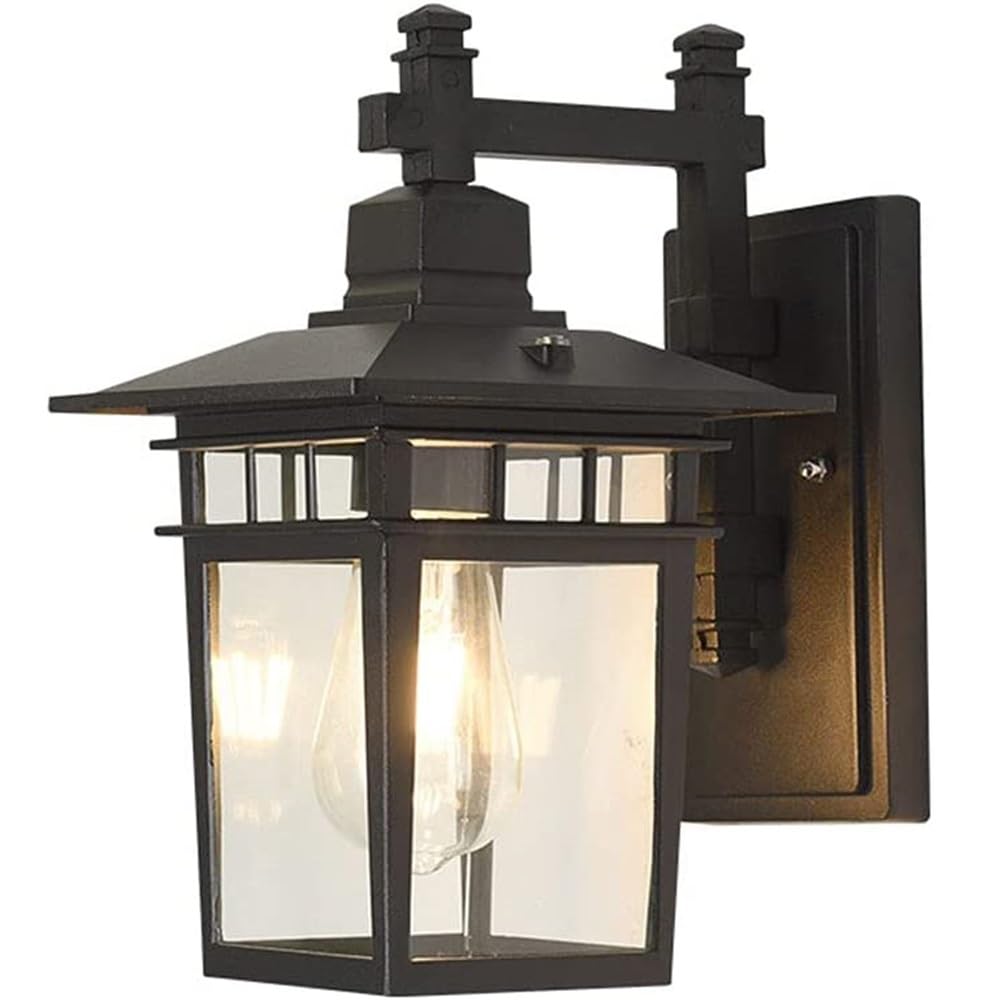 KXEcoLife Wall Sconce Modern Lamp Farmhouse Exterior Lighting Fixture Black Waterproof Outdoor Lighthouse Lights with Glass Anti-Rust Porch Light E26/E27 Socket for Front D