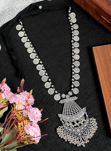 Designer Statement Afghani Antique Oxidised Silver Indian Party Ethnic Tassel Coins Tribal Gypsy Necklace Jewelry Set Women4