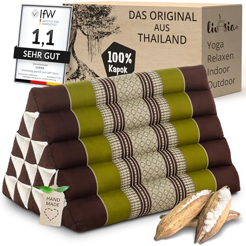 livasia Rückenstützkissen extrahoch - 38x55x35cm - Dreieckskissen für Garten und Balkon, Keilkissen mit Kapok, Lagerungskissen für Beine,...