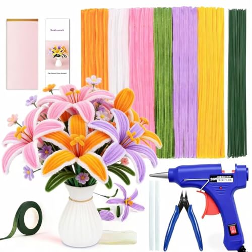 330Pcs Pipe Cleaners for Flowers, Pipe Cleaner Lilies Flower Kit ...