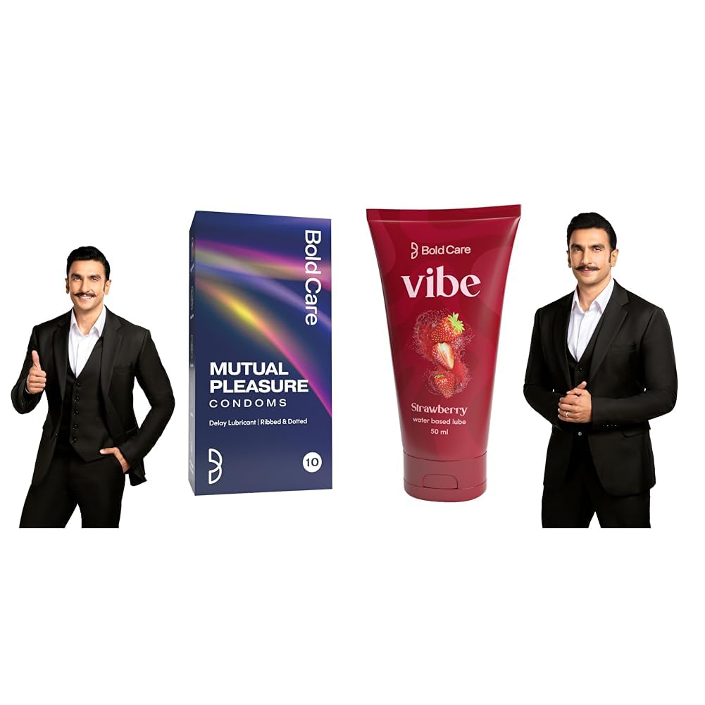 Bold Care Mutual Pleasure Climax Delay Dotted Condom + Vibe Strawberry Water- Based Lubricant Combo-picture-11