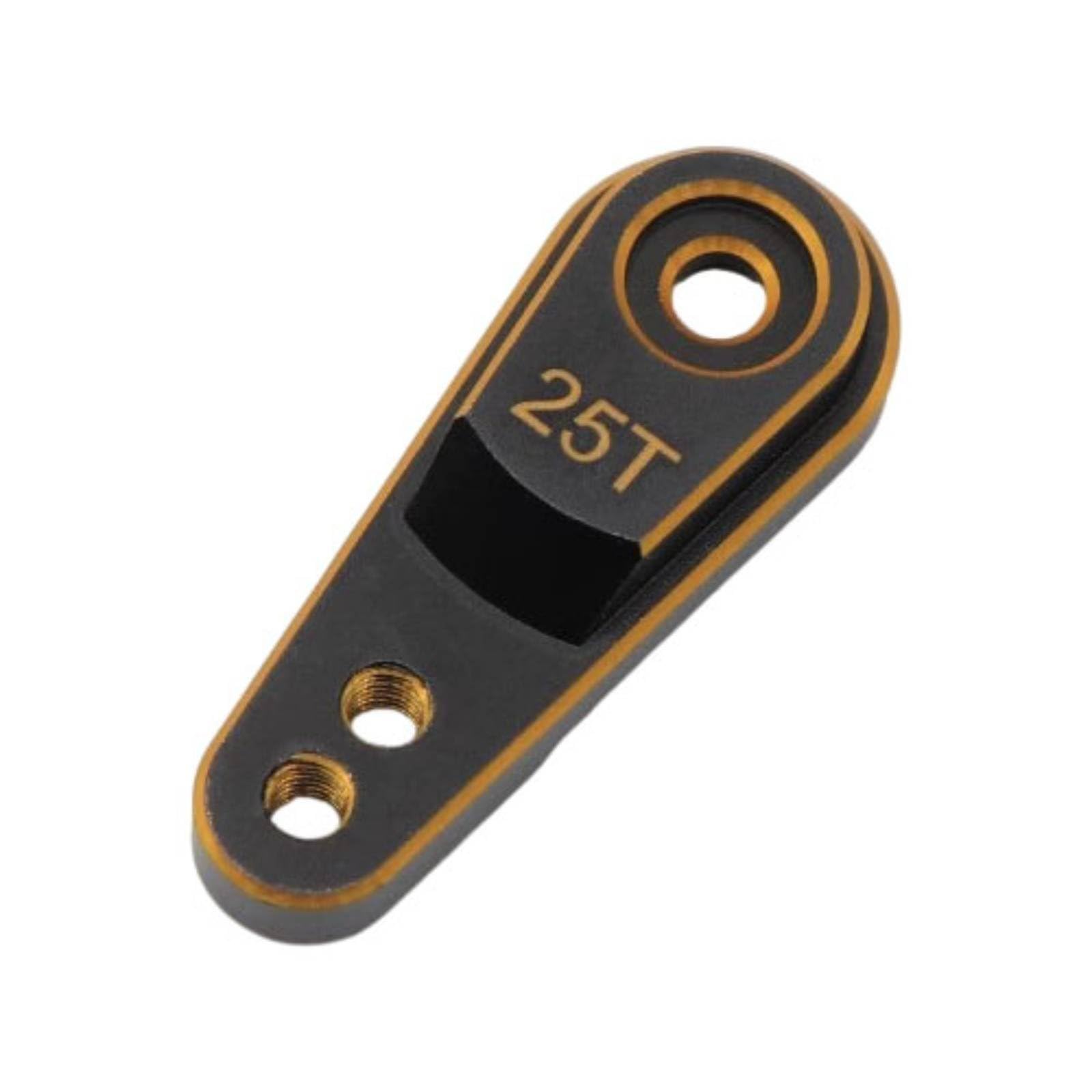 Double Mounting Holes Aluminum RC Servo Arm Two-Tone Design 25T Servo Arm Precision Fit RC Steering Arm Lightweight, Black Gold-image-40