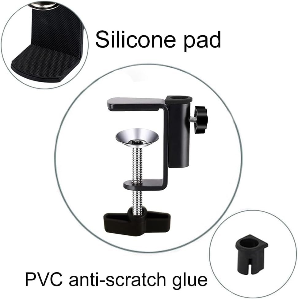 Image of SHOPEE Aluminum Desk Base Clamp Mount C-Clamp Clip Mount for Camera /Monitor, Desktop & Table Mount Holder for Microphone Boom Scissor Arm /Articulating arm Stand /Mic & Tablet (Black)
