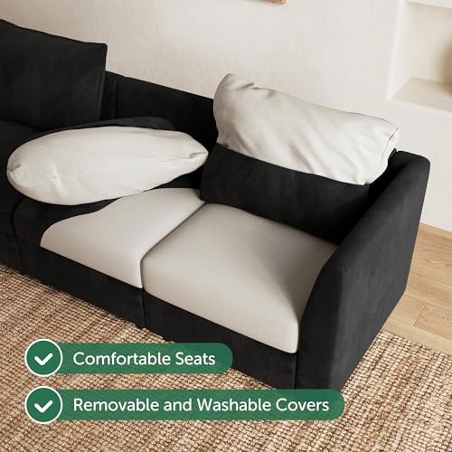Image of HONBAY Modular Sectional Couch L Shaped Sofa with Storage,Black