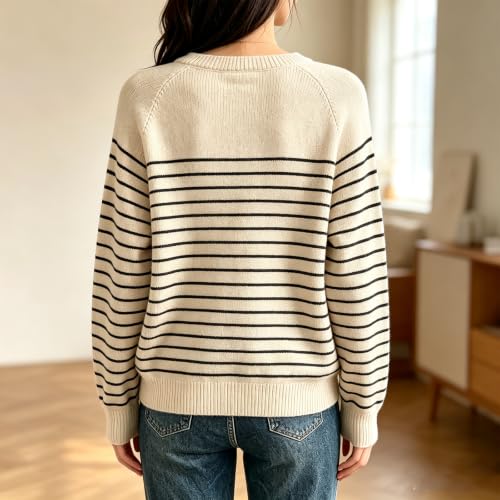 Knit Sweater for Women Oversized Trendy Button Crewneck Warm Sweater - image 5