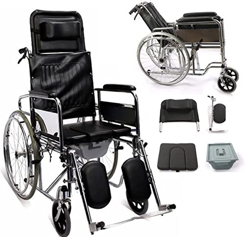 PNAJFUEL Silla de Ruedas Portátil de Transporte a Domicilio Manual Autopropulplegablera Silla de Ruedas Portátil de Transporte a Domicilio Bariátrica Extra Ancha de 18 Pulgadas