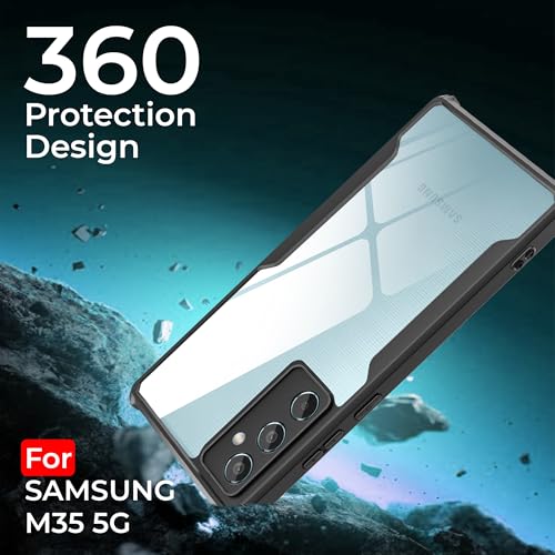 Image of A rtistque Clear Hard Transparent Acrylic Armor Anti-Drop Shockproof TPU Edge Back Cover Case for Samsung Galaxy M35 - Black