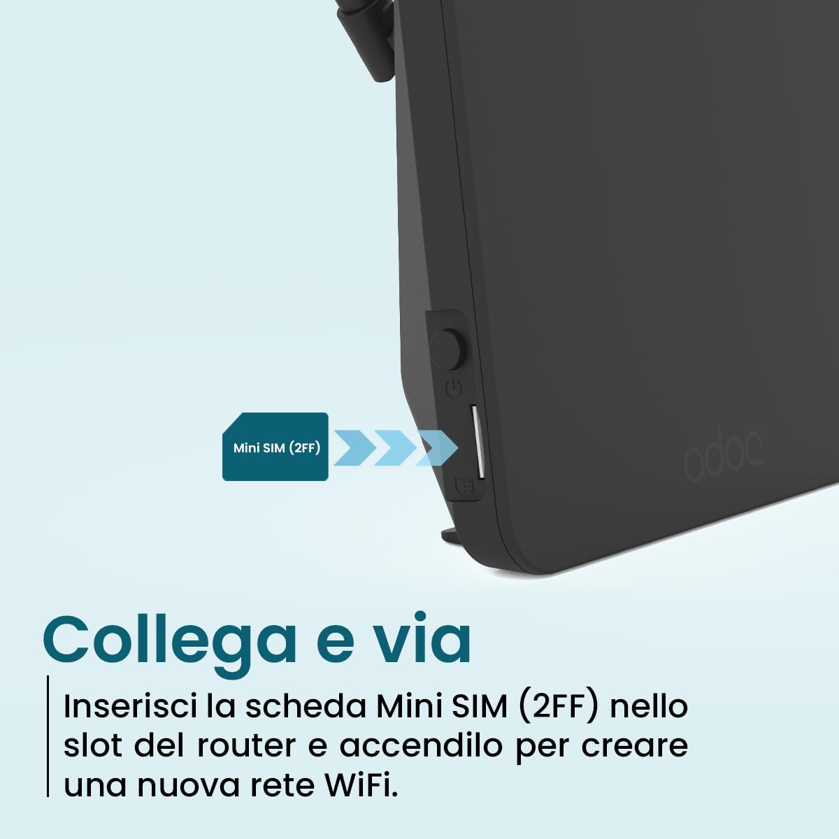 Router WiFi 4G portatile ADOC R46 Cat 6, WiFi fino a 300 Mbps