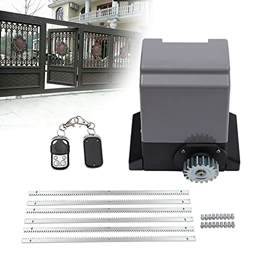 Accionamiento para puertas correderas, 550 W, apertura de puertas correderas, accionamiento eléctrico, con mando a distancia y barra dentada de 6 m, motor deslizante, hasta 1200 kg