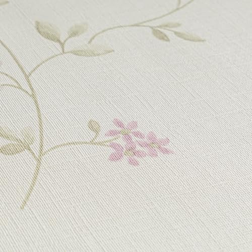 A.S. Création Maison Charme Vliestapete mit floralem Muster Blümchen 0,53 x 10,05 m – Creme, Grün, Bunt – Blumentapete Made in Germany – 937701