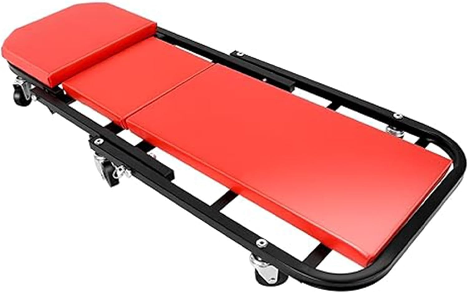 Red Rolling Mechanic Creeper with 360° Universal Casters, Steel Foldable Creeper 2-in-1 Design, 39.4 in Car Creeper for Garage/Automotive Repair Shop