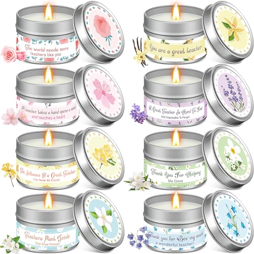Zhengmy 8 Packs Teacher Appreciation Gifts Scented Candle Set Scented Aromatherapy for Teacher, Teachers Day Gifts, Teacher Thank You Gifts, Back to School Gift, 2.47 Oz