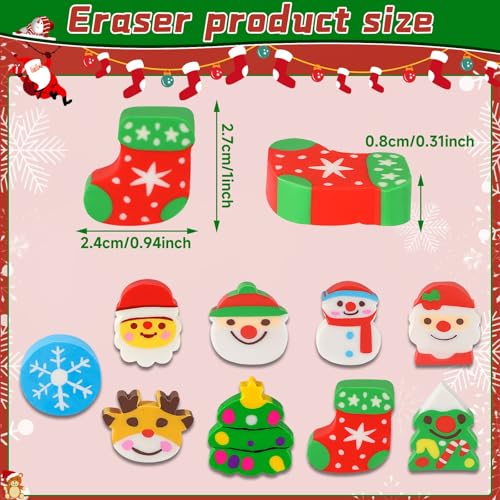 Set de 36 lápices de Navidad con gomas de borrar miniatura 2