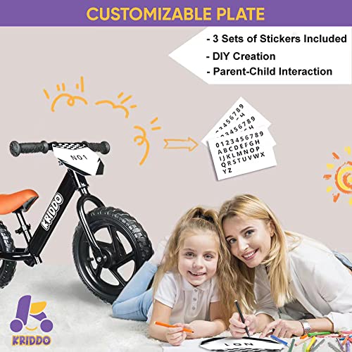Kriddo KB002-BLACK Toddler Balance Bike 2 Year Old,12 Inch Push Bicycle thumb #2