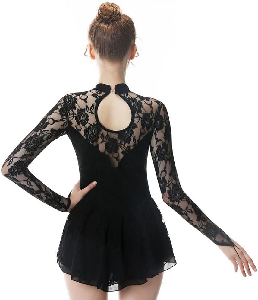 Adult/Girl Lace Figure Skating Performance Dress Roller Skating Costume Gymnastic Practice Skirt Customized