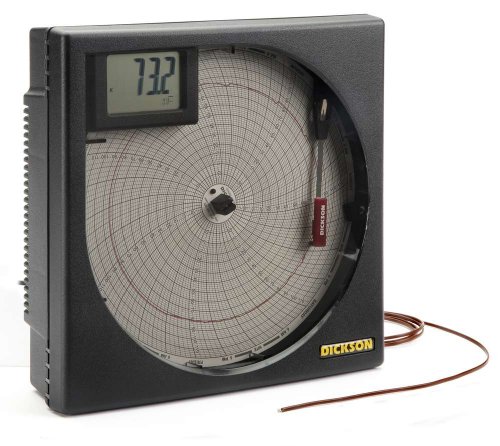 Dickson Kt6P5 Temperature Chart Recorder With Digital Display, Alarm, And Two 4" K-Thermocouple Probes, 6" Chart, 7-Day Or 24-Hour Rotation, 8 Temperature Ranges #TOP2