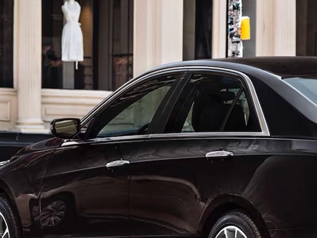 Rvinyl Pillar Post Window Trim Compatible with Cadillac CTS 2014-2019 (Sedan) - Gloss (Black)