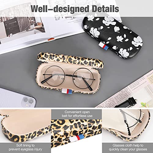 Moko Eyeglass Case Hard Shell For Men Women, Unisex Portable Travel Sunglasses Cases Pu Leather Glasses Storage Box Holder, Leopard #TOP3