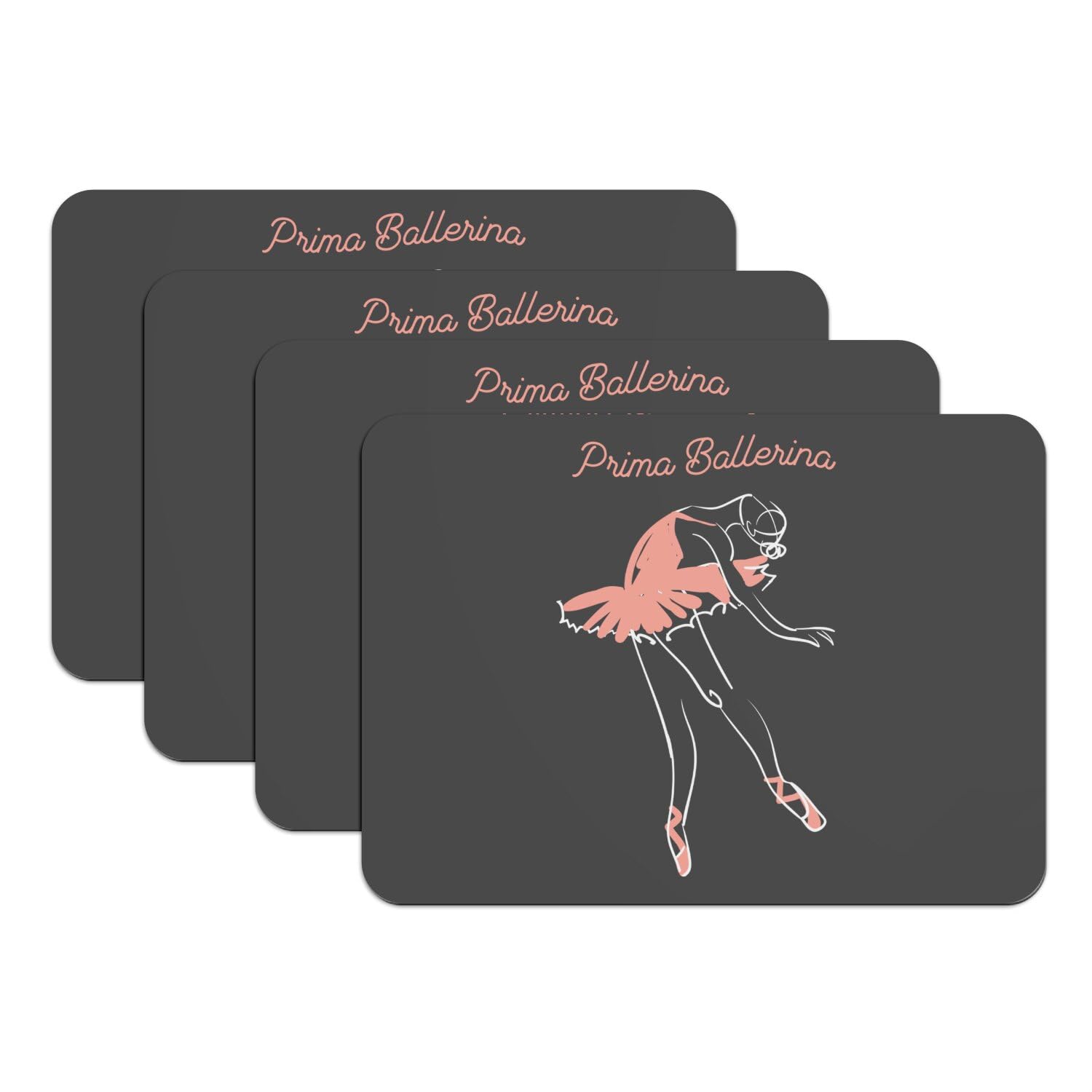 Sets de table en caoutchouc noir 39x28 cm antidérapants illustration ballet lot de 4