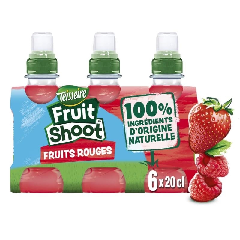 TEISSEIRE Fruit Shoot Fruits Rouges 6x20cl - Boisson aux Fruits pour Enfants, sans sucres ajoutés - Rafraîchissante et Naturelle - Le Lot De 3