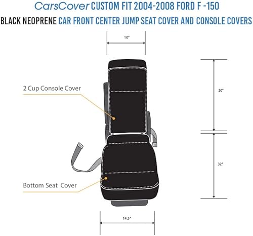 Miniatura 4 de CarsCover Fundas para asiento delantero de auto, de neoprene, hecho a medida para Ford F150F250F350,Pickup, color gris y negro, para asiento del
