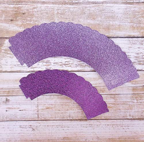 Purple Metallic Glitter Cupcake Wrappers Party Dessert Decorations Standard And Mini Holders Set Of 12 #TOP4