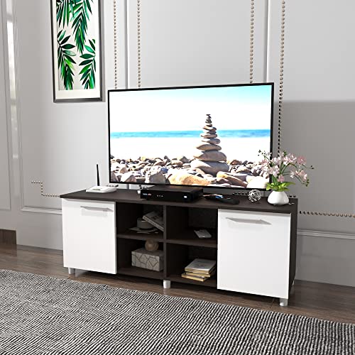 Image of ESTANTERIA Tv Cabinet for Living Room Engineered Wood TV Entertainment Unit Set Top Box Tv Stand Table /TV Cabinet with Shelves for Books & Dcor Display Unit Bed Living Room Upto (Wange-)