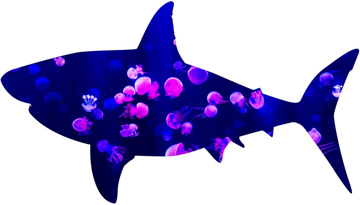 VWAQ Shark Jellyfish Wall Decal - Underwater Ocean Wall Sticker - SC06 (24" H X 44" W)