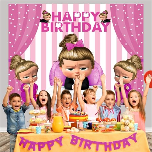 Image of Boss Baby Girl Backdrop | Theme Birthday Backdrop | Birthday Decoration for Girl (Pack of 1, Multicolor Size: 4x3 Feet)