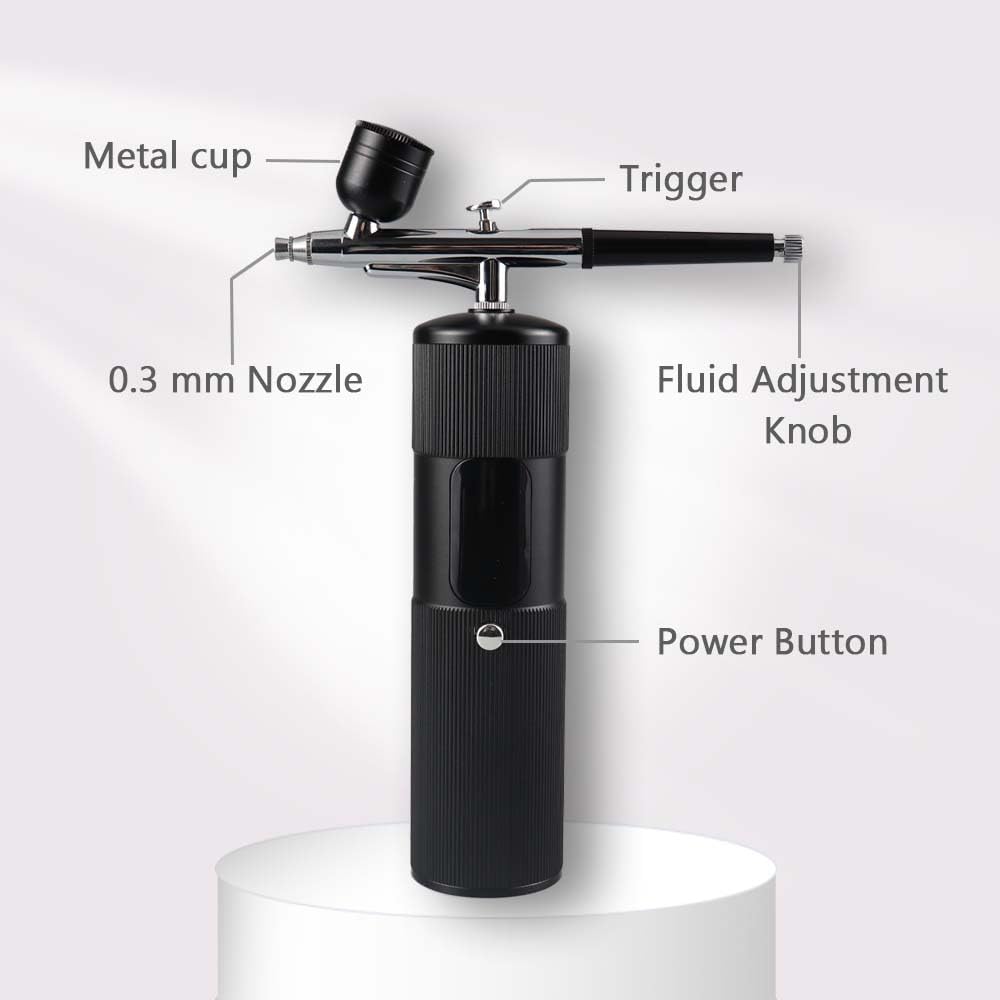 Kit de aerógrafo profesional de 48 PSI con compresor, boquilla de 0.3 mm y batería de 4000 mAh, pistola de pulverización portátil de mano para arte de uñas, maquillaje, bronceado, pintura corporal y