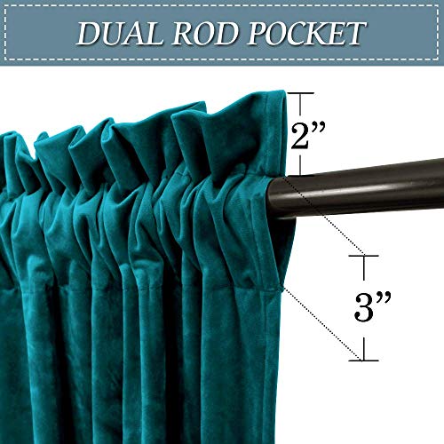 RYB Home Velvet Curtains - Room Darkening Curtains for Living Room, Luxury Soft Window Drapes for Bedroom, Privacy Protect Thermal Insulated Backdrop, 52" Width x 96" Length, Peacock Blue, 1 Pair - Image 3