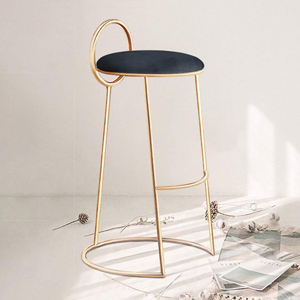 Tabouret de comptoir industriel avec repose-pieds et assise pivotante bleue 75 cm