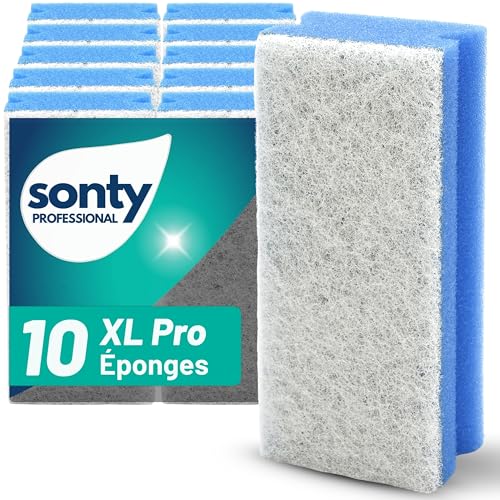 SONTY Lot de 10 éponges de nettoyage professionnelles anti-rayures, bleues, grandes, en provenance d'Autriche | Éponges de nettoyage XXL pour fenêtres, cuisine, salle de bain, piscine, restauration et
