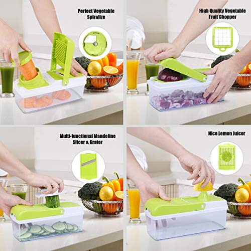 Kithouse Vegetable Chopper Onion Chopper Dicer Slicer Cutter Manual, Vegetable Spiralizer Mandoline Slicer Food Veggie Kitchen Fruit Chopper Heavy Duty