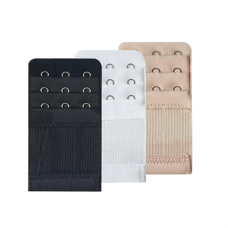 Extensores de sujetador de 3 ganchos - Juego de 3 (Blanco, Negro y Beige) | Extensor de brasier, Alargador de sostén, Extensión para sujetador, Accesorio para ampliar sujetador