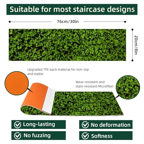 Marches d'escalier antidérapantes vert tapis 20x76 cm - 5