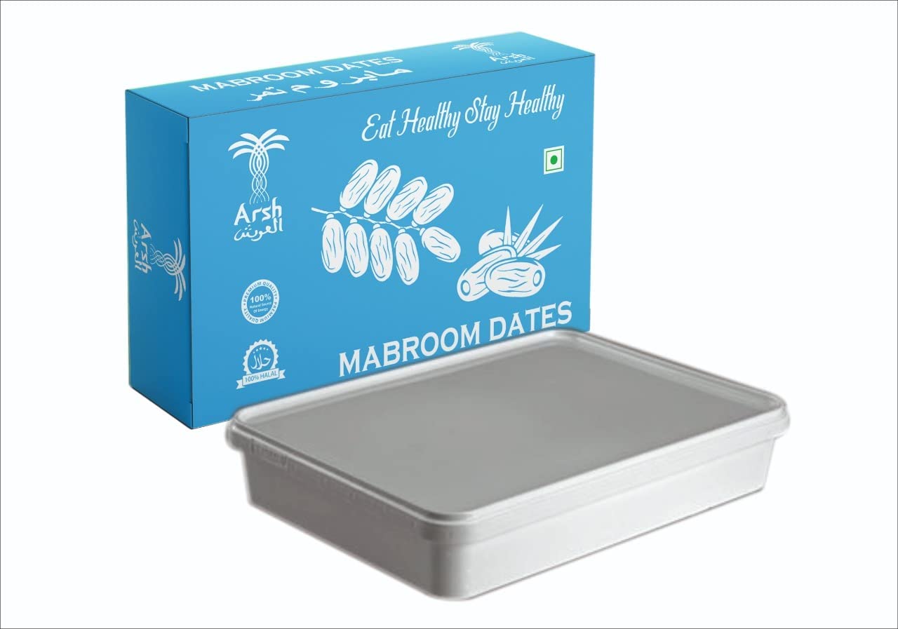 Arsh Mabroom AL Madina Seedless Khajoor Dates, Dry Fruits - 1 Kg | Healthy & Nutritious Snack | Rich in Iron, Fibre, Immunity Booster, Protein & Vitamins | Natural Sweetener