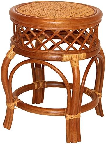 Ginger Handmade Rattan Wicker Stool Fully Assembled Colonial (Light Brown)…