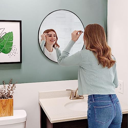 image for Fabuday Black Round Mirror for Wall 24 inch - Circle Mirror for Bathro