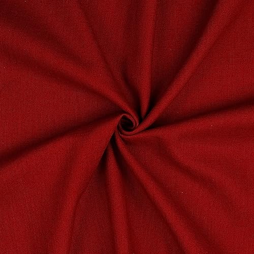 Leinen Stoff Meterware Uni 40 farben 100% Leinenstoff Naturstoff OEKO-TEX 140cm Breite (035 I Dunkelrot)