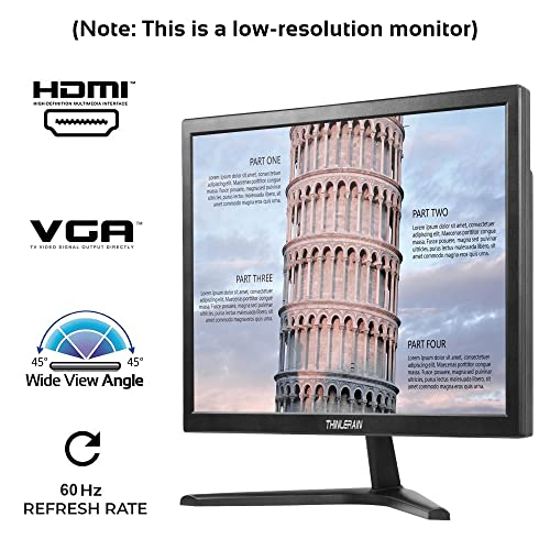 Thinlerain Pc Monitor 17-Inch 4:3 Led Backlit Monitor 1280 X 1024, 60 Hz Refresh Rate, 5Ms Response Time, Vesa Mountable, Vga, Hdmi, Tn Panel, Built-In Speakers #TOP1